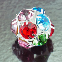 16mm Silver Swarovski Rhinestone Ball/Pendant, 8mm Crystall, Multi-Color, ea