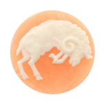 43mm Vintage Zodiac Aries Ram, Cameo Cabochon, orange acrylic, Pack of 2