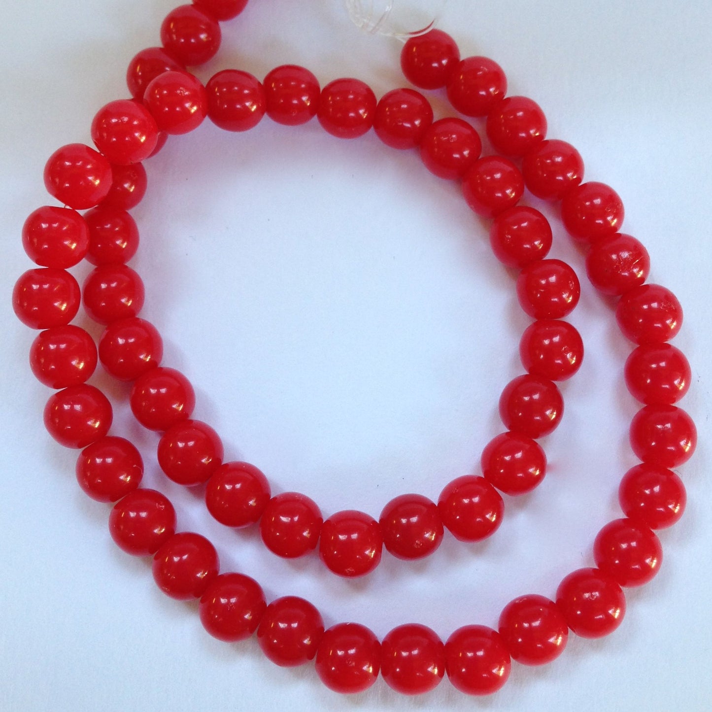6mm Italian Lucite Resin Scarlet Red Beads, 12 inch strand