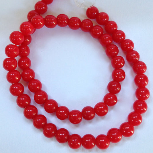 6mm Italian Lucite Resin Scarlet Red Beads, 12 inch strand