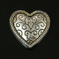 25x24mm Antique Silver Concho Heart Flatback, ea