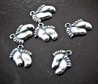 8x8mm Classic Silver Bare Feet Charm, 6pk