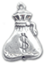 20x16mm Money Bag Charm, Classic Silver, pk/5