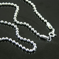 18" Silver 3.2mm Ball Chain Necklace, w/clasp, each