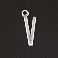 15x6mm V Letter Charm, Classic Silver Metal Stamping, pk/6