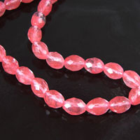12x8mm Faceted Round Oval Cherry Quartz Beads, 16in strand