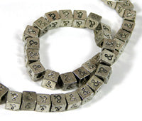 7mm Ampersand & Cubed Spacer Beads, Antique Silver, 12 inch strand
