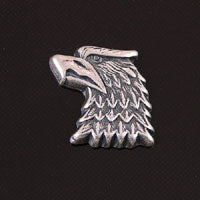 13x13mm Eagle Head Metal Stamping, Classic Silver, pk/6