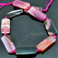 40mm Natural Agate, Cherry Rectangle Beads, strand