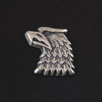 13x13mm Eagle Head Metal Stamping, Antique Silver, pk/6