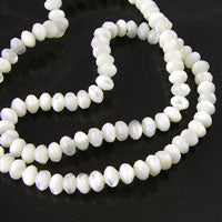 6x4mm White Mother of Pearl Rondels Beads, 16 inch strand