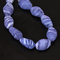 18x10mm Blue Translucent Frost Nugget Bead, 7in Stra