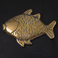 50x41mm Fish Cabochon Jewelry Component, Flat Back, Antique gold, each