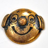 30mm Clown Face Cabochon, Antique Gold, each