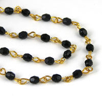 4mm Black Lucite Beaded Gold Chain, 10 foot spool