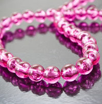 8mm Acrylic Round Beads, Fuchsia, Sold by Strand
