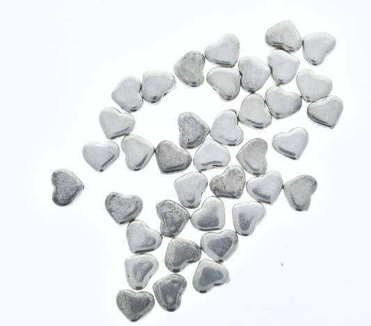 10mm silver Heart Bead, pack of 24 ea