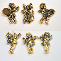 2x1.5in(52x37mm) pieces Antiqued Gold Musician Cherubs, 6pc set