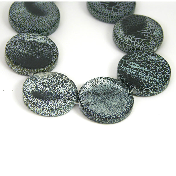 Disc, round bead, 29mm, strand