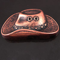 53mm Vintage Copper Puff Cowboy Hat 3d Flatback Charm, pack of 6