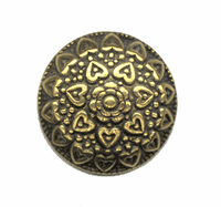 30mm Round Heart Dome Cabochon, antique gold, pack of 3