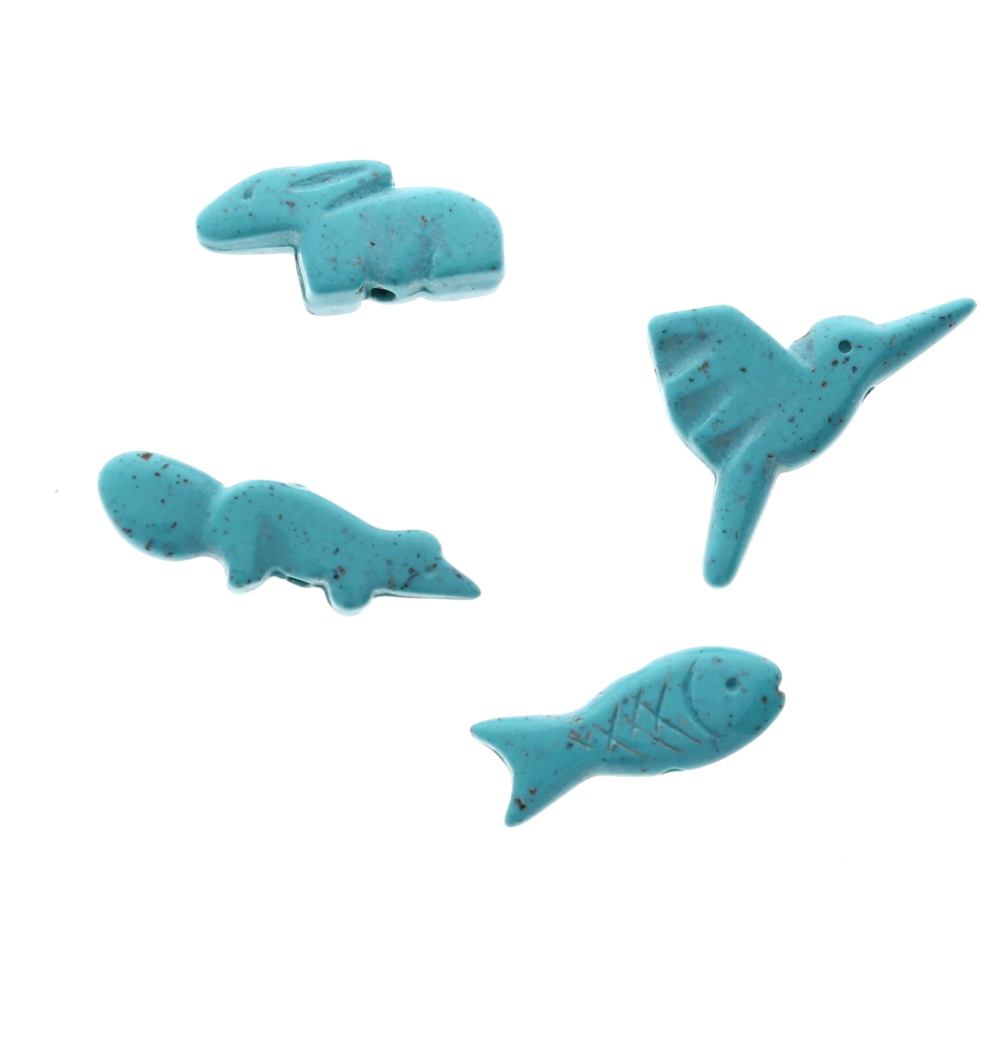 Southwestern Fetish Animal Beads Set, Italian Turquoise Lucite, Set of 4