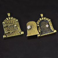 32mm Hobbit Hole / Fairy Wish Door Locket Pendant, Antique Bronze each