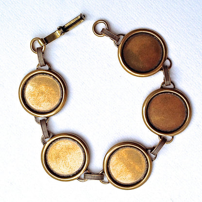 22mm Round Bezel Tag Bracelet, antique gold, each