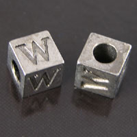 8mm Metal Cast Alphabet Bead W, pack of 12