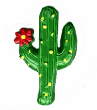 52x33mm Lucite Flat Backed Cactus  pk/3