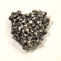 36mm Silver Nugget Heart Cabochon Jewelry Component, Antique Silver, each