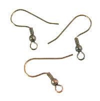 French Wire Earring Hooks With Ball, antique copper, pack of 12