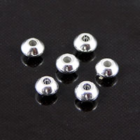 4mm Metal Squash Spacer Beads, Silver, pkg/24