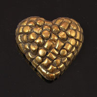 28x28mm Textured Heart Flatback, Antique Gold, ea