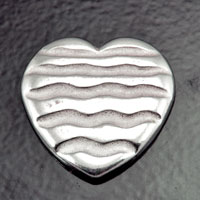 38mm Silver Wavy Heart, Flat Back, ea