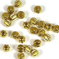 5x4mm Gold Plated Metal Corrugated Spacer Beads, Package of 25