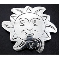 30mm BOHO Scalloped Etched Metal Sun, Silver tone, pack of 3