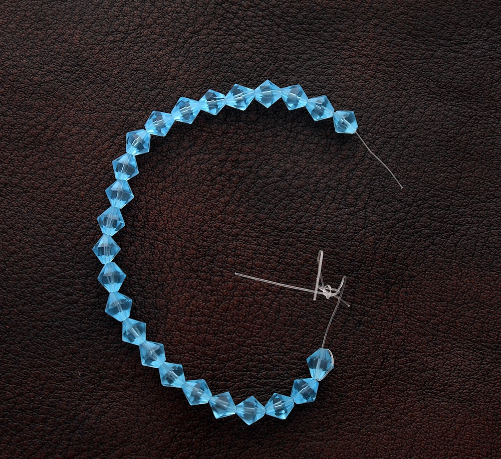 6mm aqua Faceted Bi-cone Fire-n-Ice Crystal 16" Strand (07225.31)