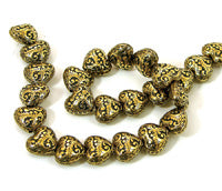 15mm x 13mm Baroque Heart Beads, Antique Gold, 24 beads per strand