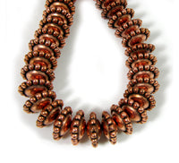 9x22mm Bright Antique Copper Saucer Beads, 32 beads per strand