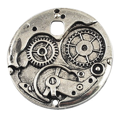 38mm Steampunk Watch CogWheel Charms, Antique Silver, Pack of 3