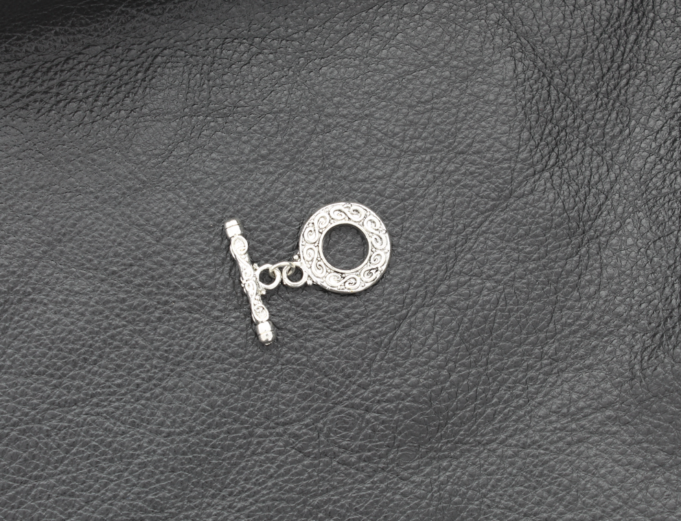 19mm Baroque Antiqued Classic Silver Metal Toggle Clasp pk/2