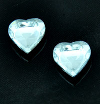 11x10mm Faceted Acrylic Stone Hearts, Crystal, pk/12