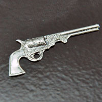 14x38mm Antiqued Silver Pistol Charm(western pistol gun charm), pk/6