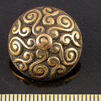 30mm Round Vintage Button, Antiqued Gold, ea