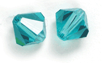 Swarovski Crystal 6mm Bicone Beads, Blue Zircon, Sold by Dozen
