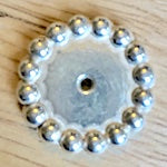 20mm Beaded Edge Round Cabochon w/13mm Bezel, Bright Silver, pack of 6