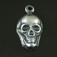 14mm Day of the Dead Skull Charm, w/ring Classic Silver, pack of 6