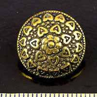 25mm Round Vintage Button, Antiqued Gold, ea