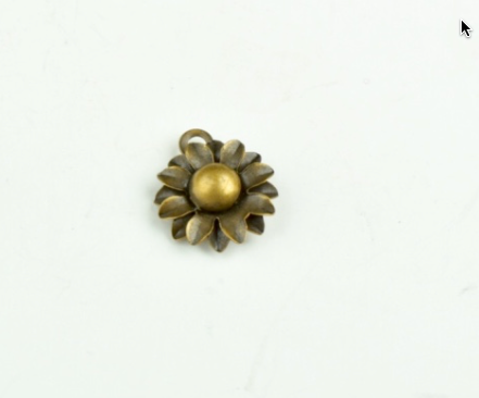 Flower Drop Charm, Antique Gold, pk/6